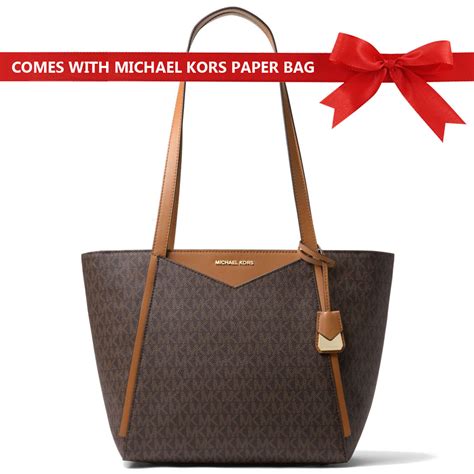 whitney small logo tote by michael kors brown|Whitney Small Logo Tote Bag .